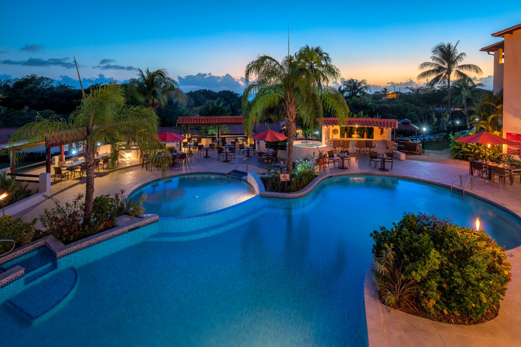 poolside at night